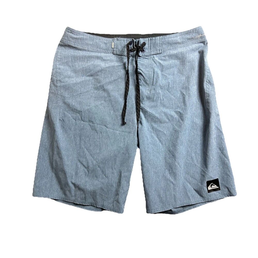 Quiksilver Mens 30 Board Shorts Blue Highline Dry Flight Stretch Surf EUC